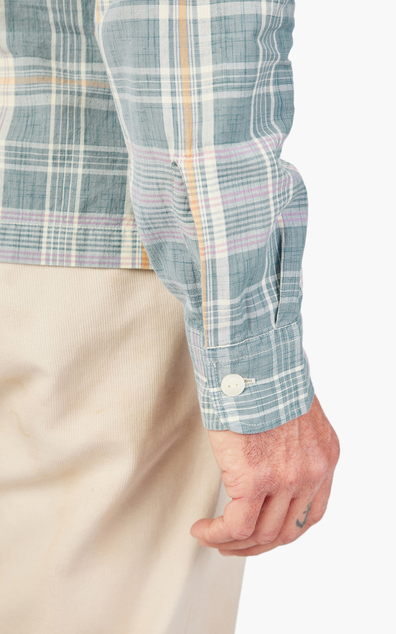 RRL Camp Shirt Towns Madras Light Blue