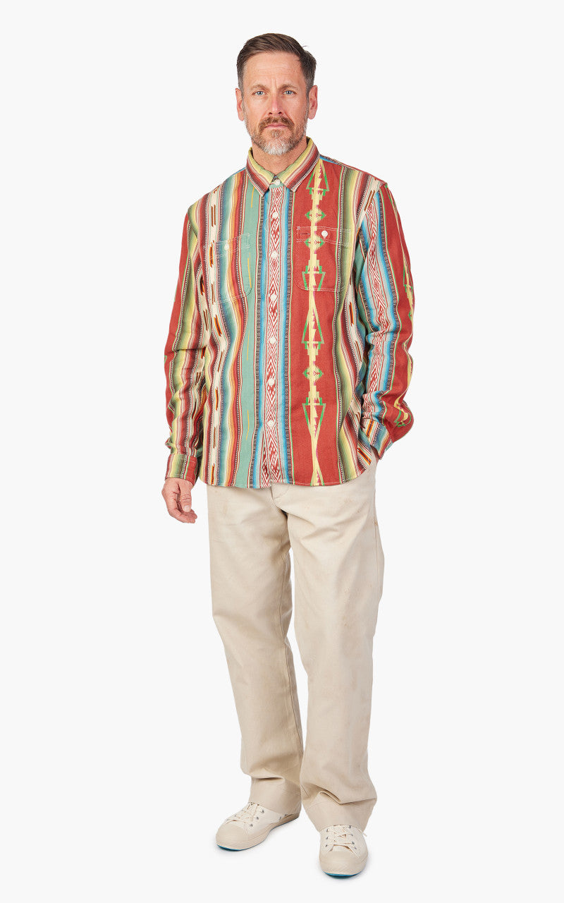 RRL Farrell Jacquard Workshirt Red/Multi