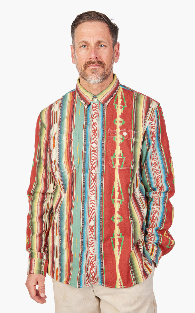 RRL Farrell Jacquard Workshirt Red/Multi