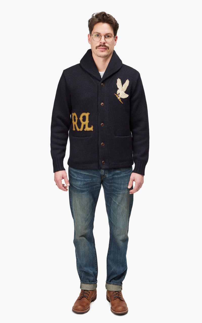 RRL Shawl Collar Cardigan Patch Navy
