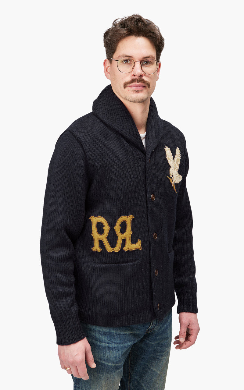 RRL Shawl Collar Cardigan Patch Navy