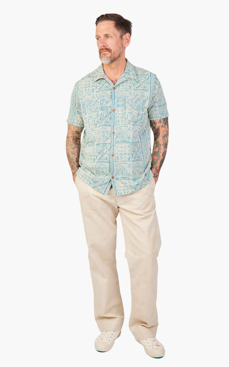 RRL Camp Shirt Print Jersey Indigo