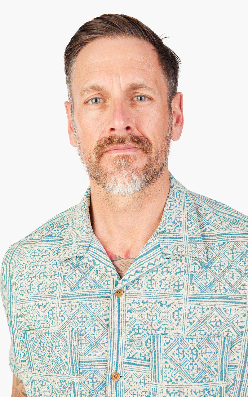 RRL Camp Shirt Print Jersey Indigo