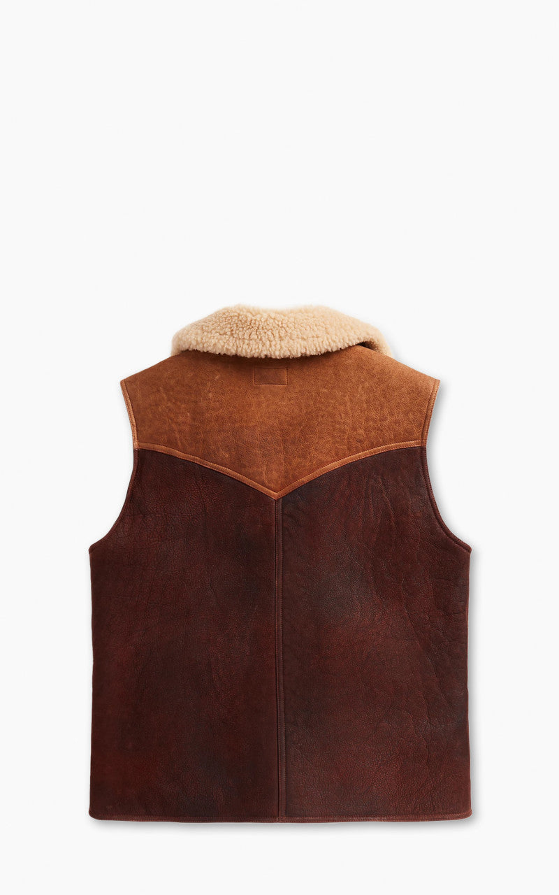 RRL Two-Tone Shearling Gilet Brown