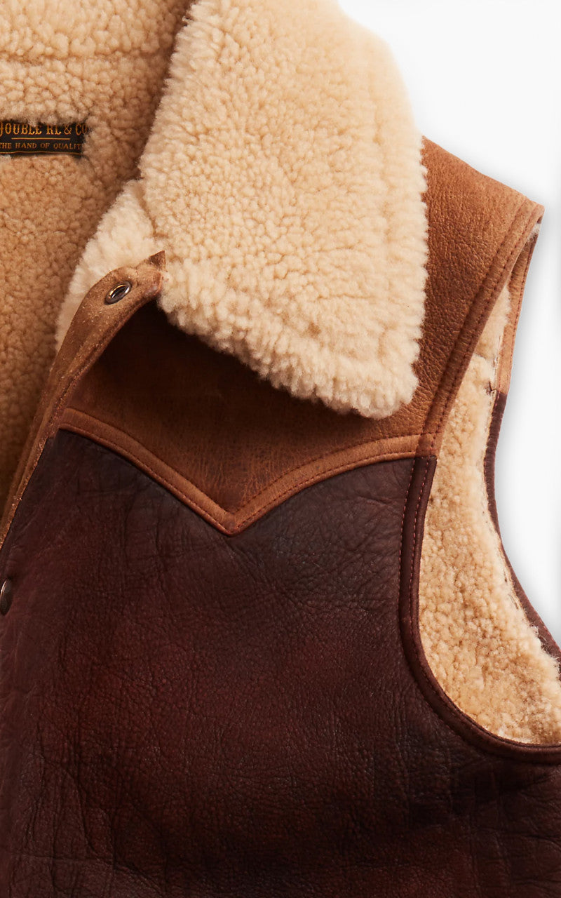 RRL Two-Tone Shearling Gilet Brown