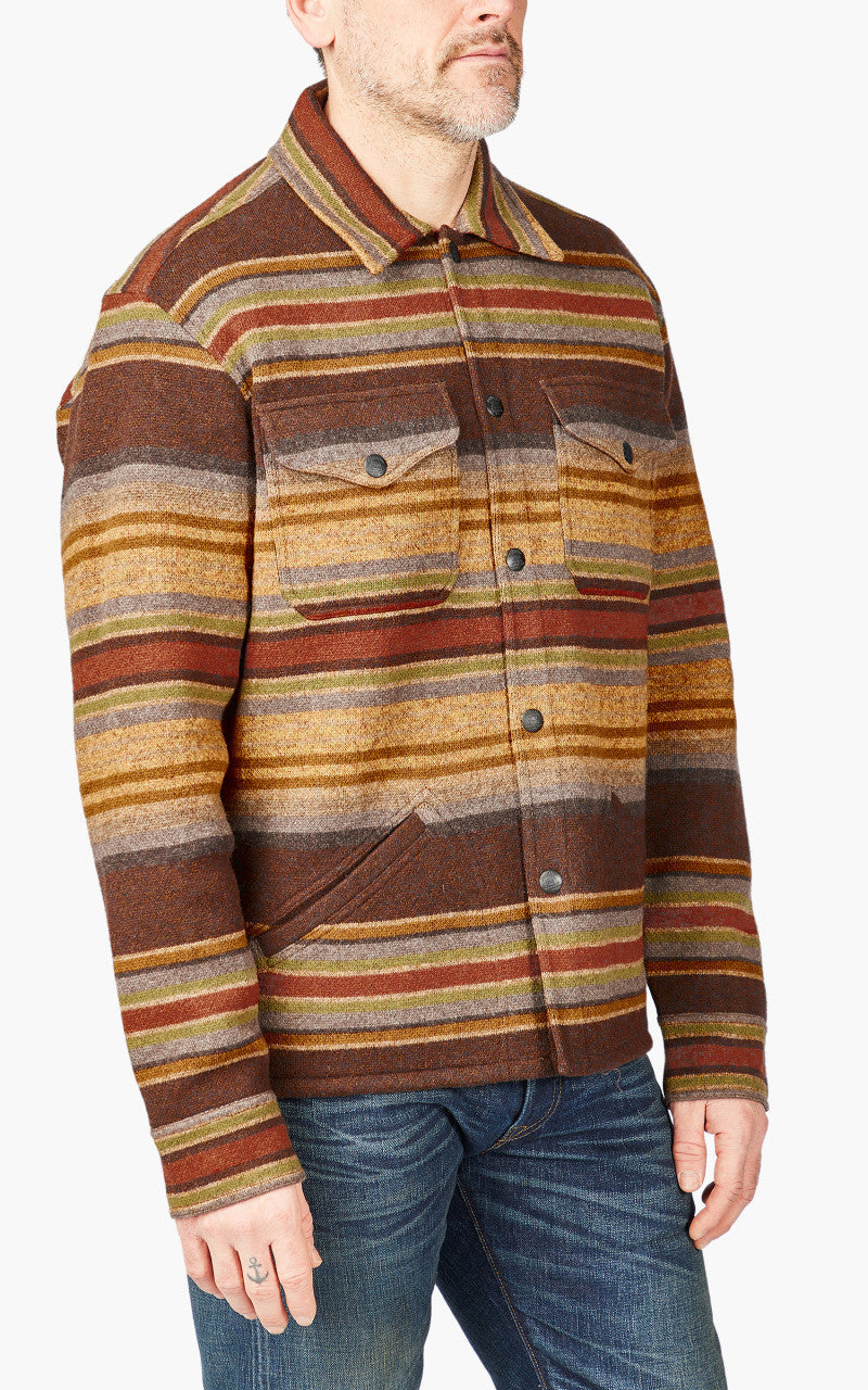 RRL Striped Wool Workshirt Jumper Brown Stripe Multi