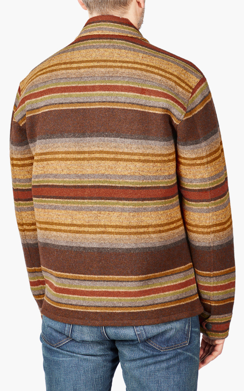 RRL Striped Wool Workshirt Jumper Brown Stripe Multi