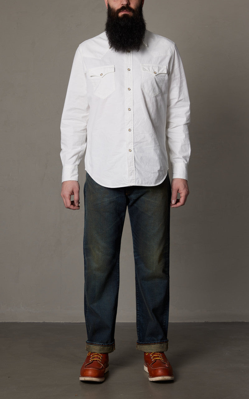 RRL Buffalo Western Shirt Poplin White