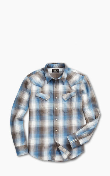 トップス RRL Flannel shirt RRL Buffalo Western Shirt Plaid Twill Blue Multi
