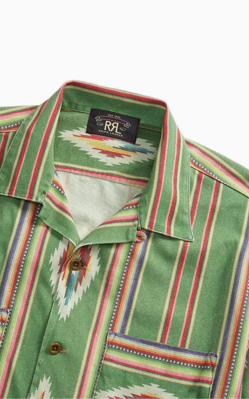 RRL Camp Shirt Print Jersey Green/Red/Cream Multi