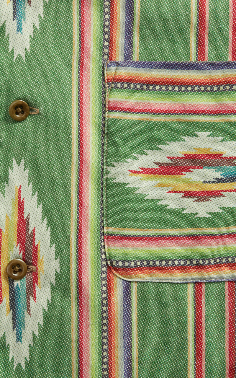 RRL Camp Shirt Print Jersey Green/Red/Cream Multi