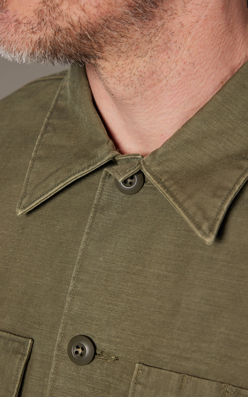 RRL Regiment Reverse Sateen Overshirt Olive