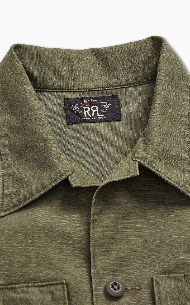RRL Regiment Reverse Sateen Overshirt Olive
