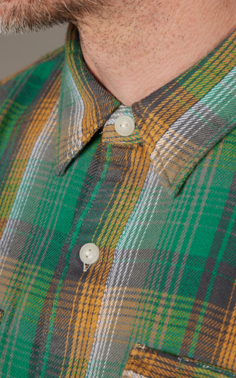 RRL Plaid Twill Workshirt Green/Yellow