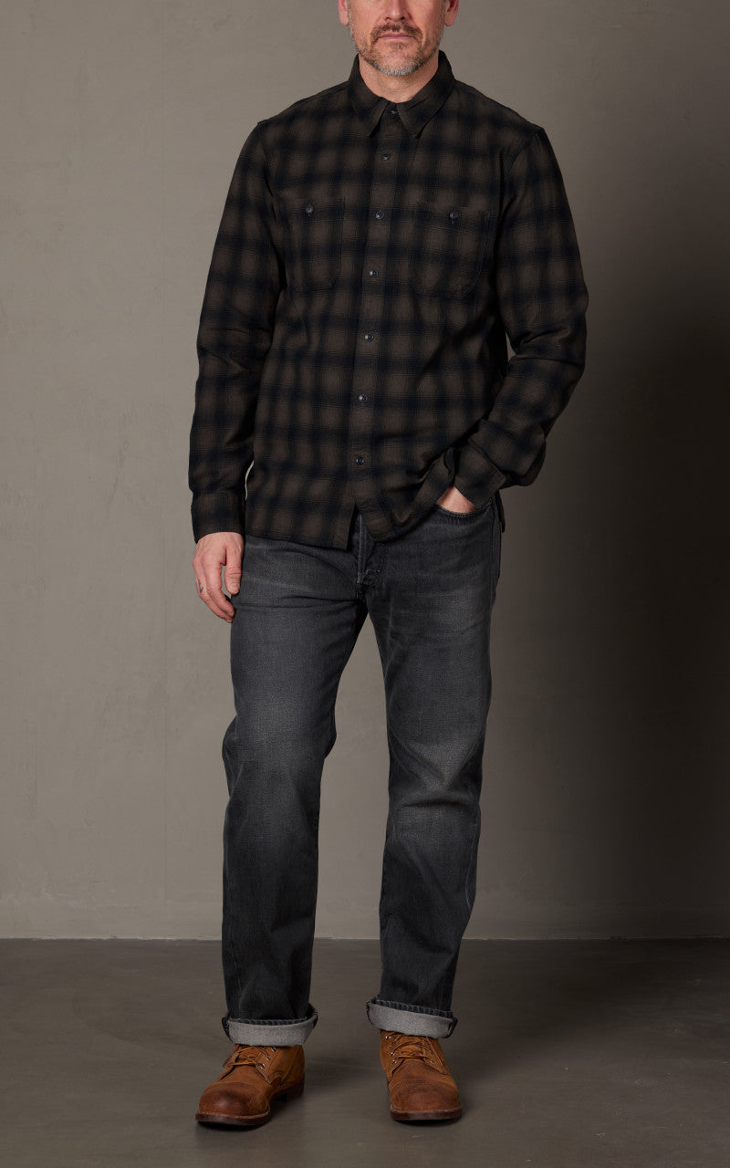 RRL Plaid Canvas Workshirt Black/Grey