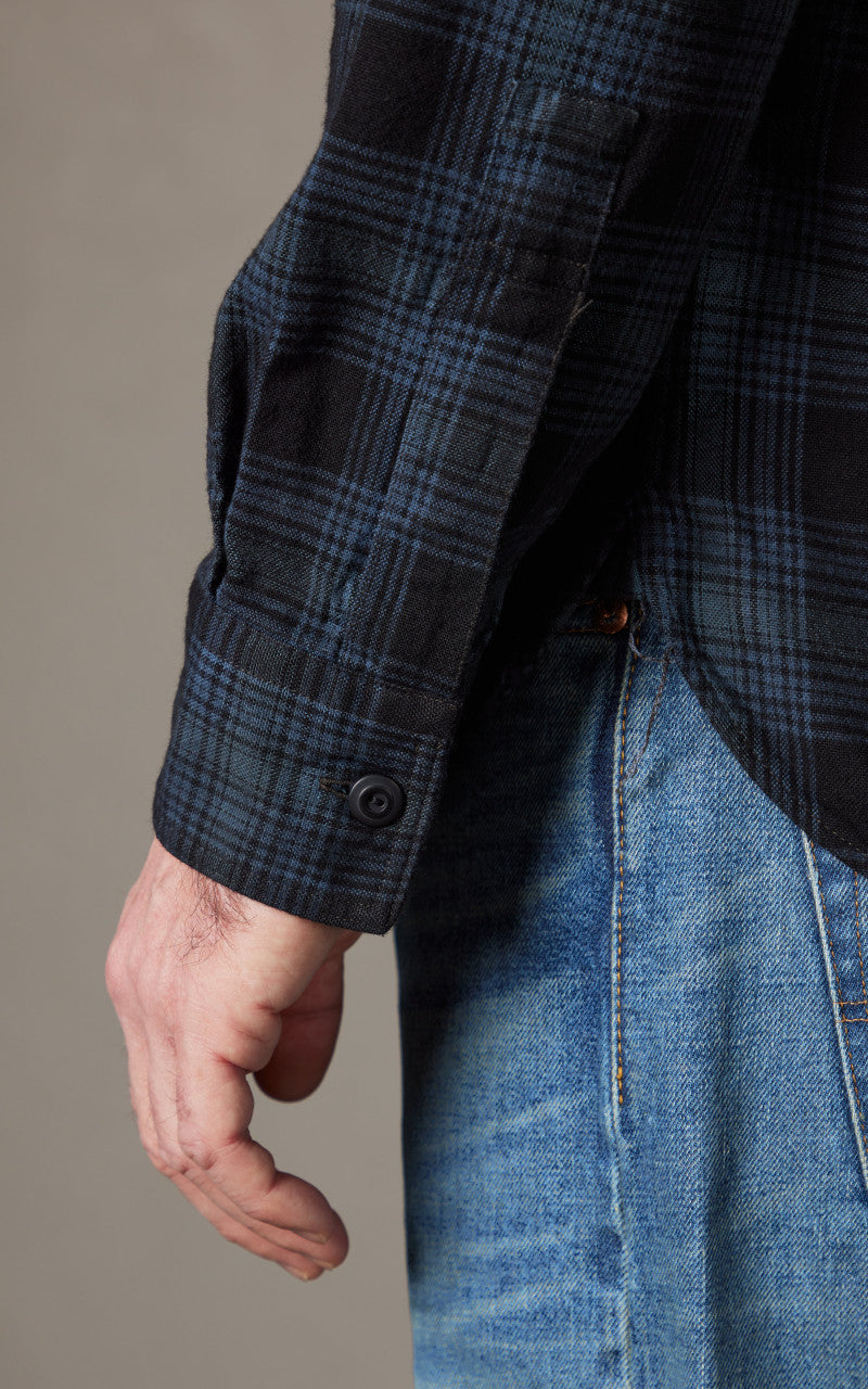 RRL Plaid Canvas Workshirt Blue/Black