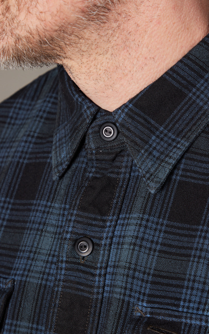 RRL Plaid Canvas Workshirt Blue/Black