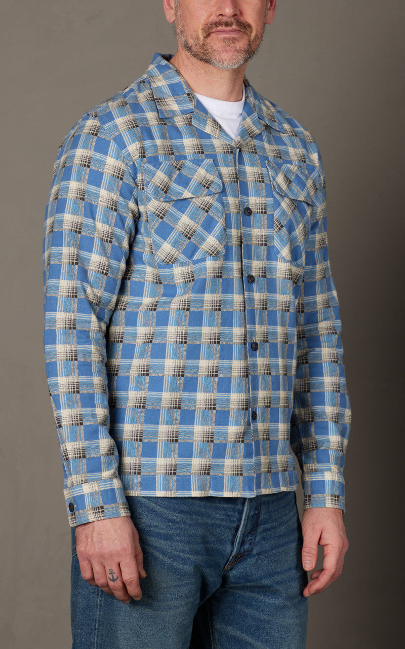 RRL Plaid-Print Chamois Camp Shirt Blue/Multi