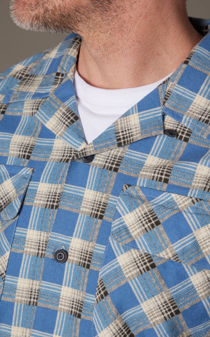 RRL Plaid-Print Chamois Camp Shirt Blue/Multi