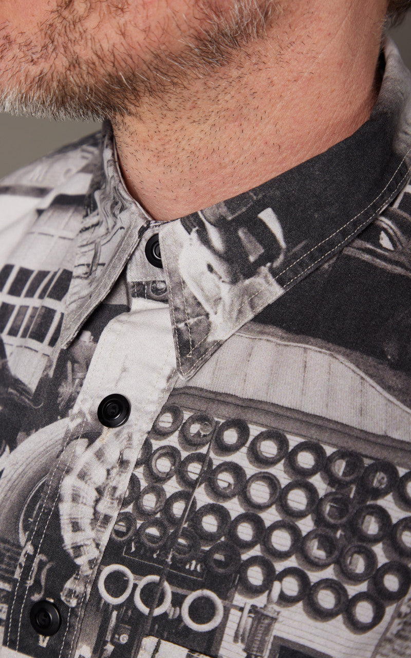 RRL Photo-Print Twill Workshirt Black/White