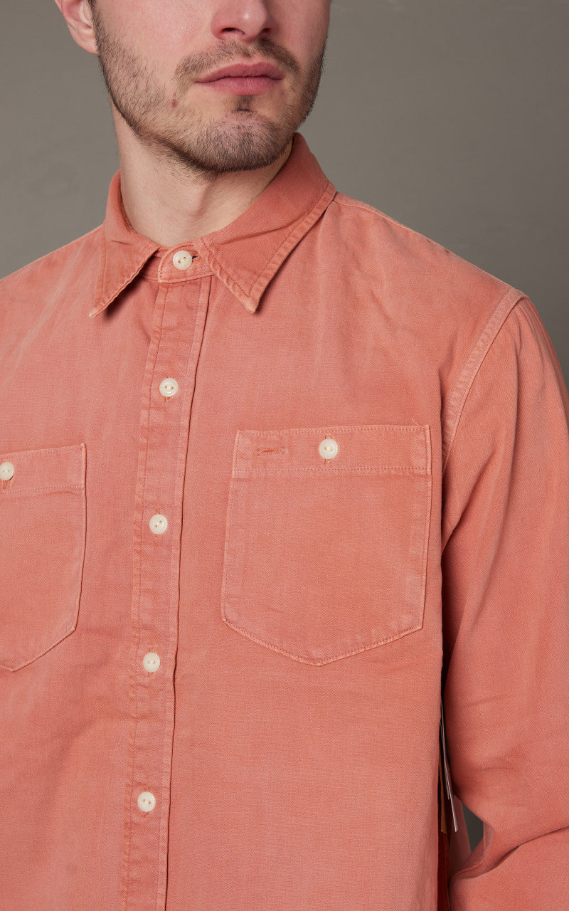 RRL Garment-Dyed Twill Workshirt Service Red