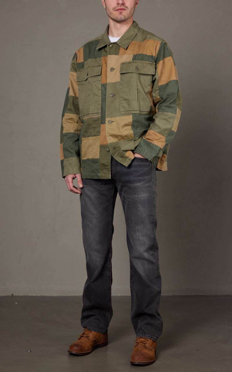 RRL Limited-Edition Patchwork Overshirt Olive Multi