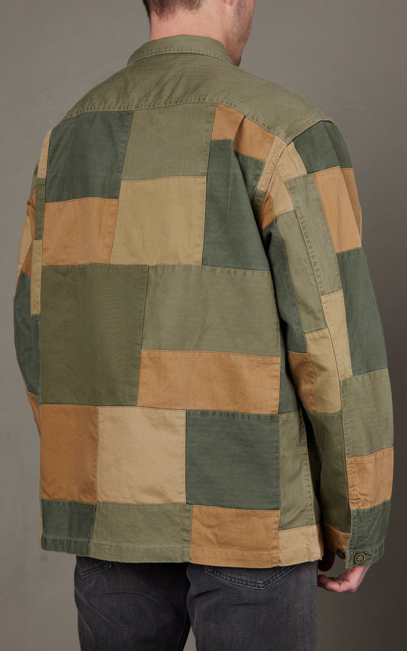 RRL Limited-Edition Patchwork Overshirt Olive Multi