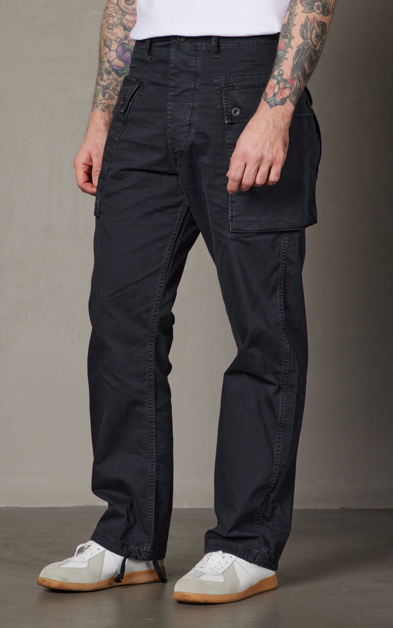 RRL Herringbone Twill Cargo Trouser Black