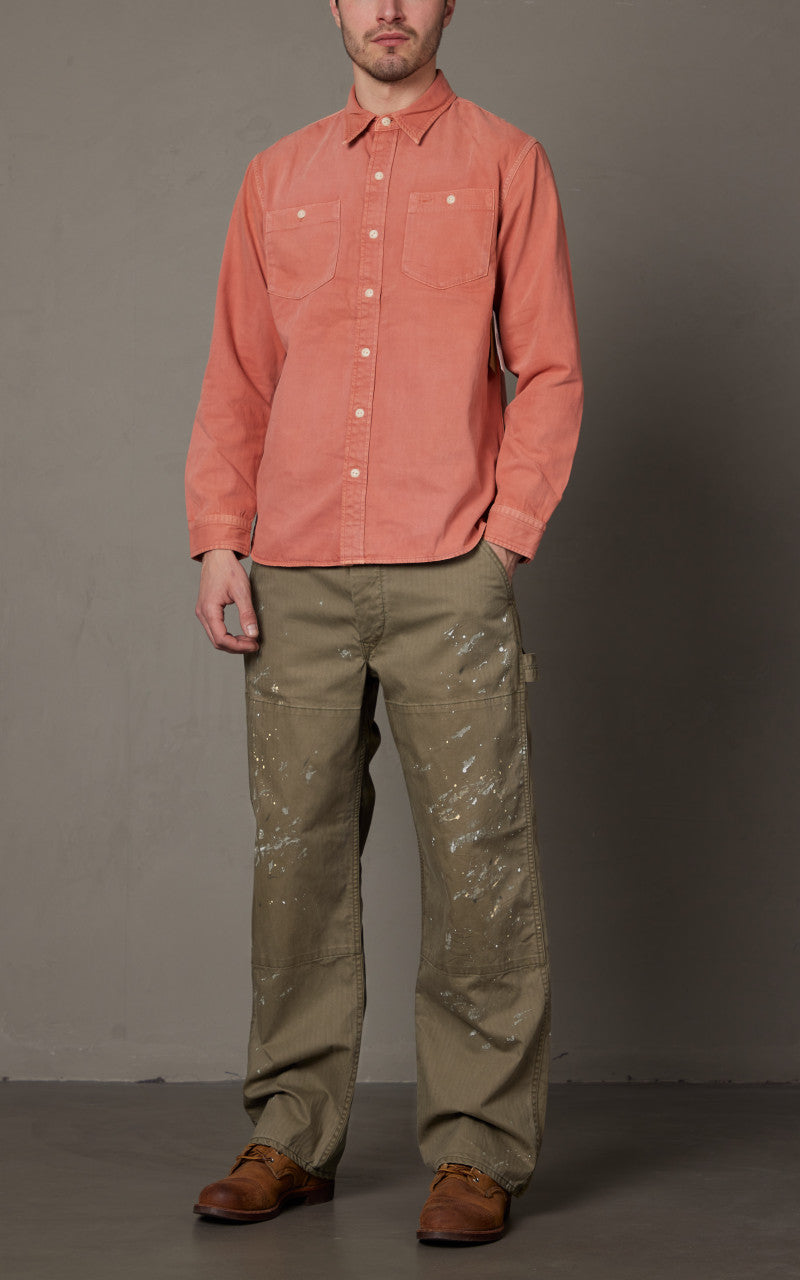 RRL Distressed Herringbone Carpenter Trouser Olive