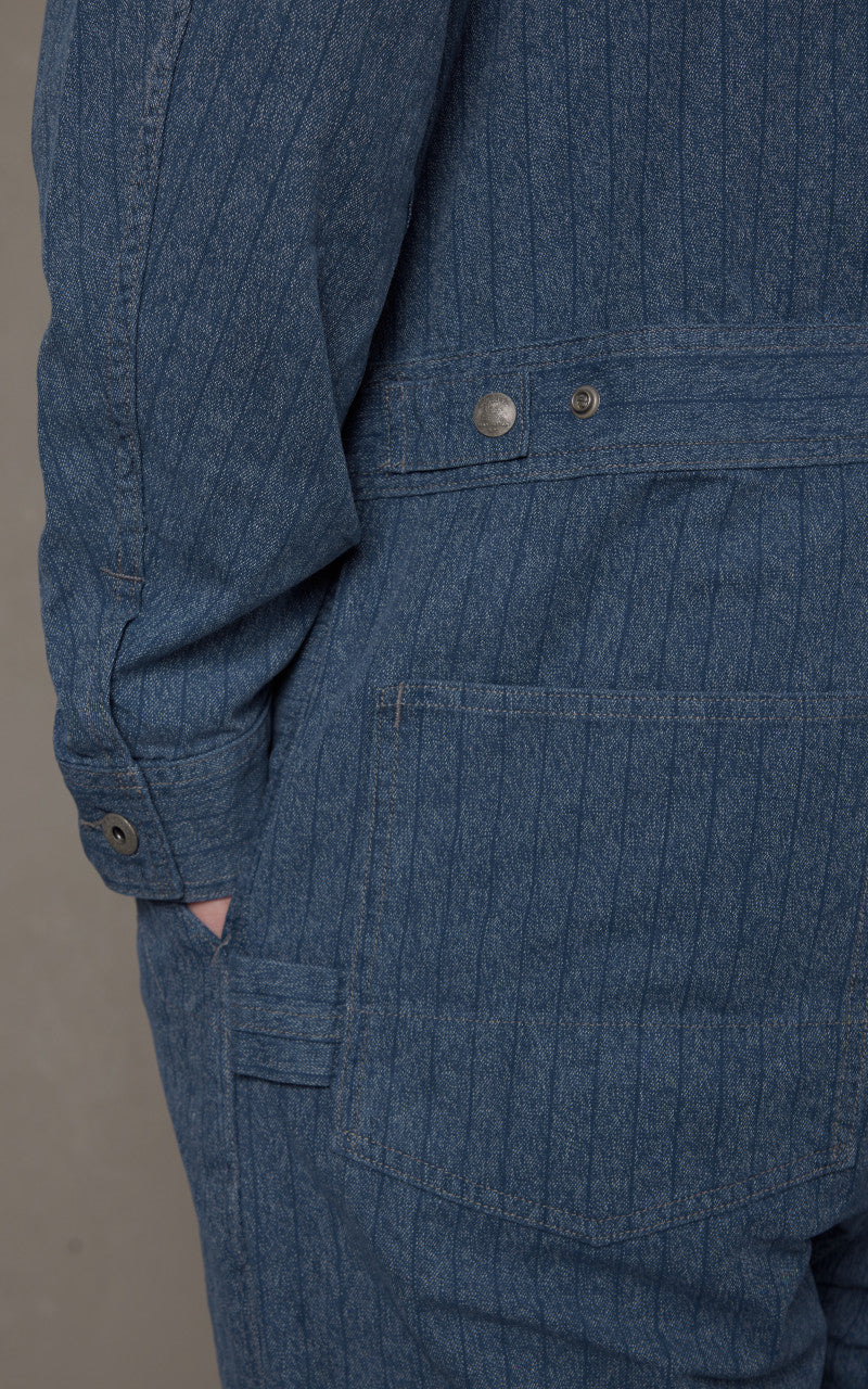 RRL Embroidered Jaspe Twill Coverall Navy/White
