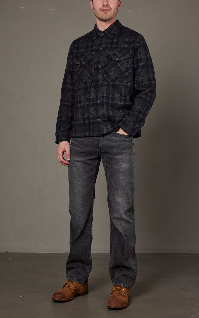 RRL Plaid Canvas Workshirt Blue/Black美品 RRLbyRalphLaurenPlaidCanvasWor