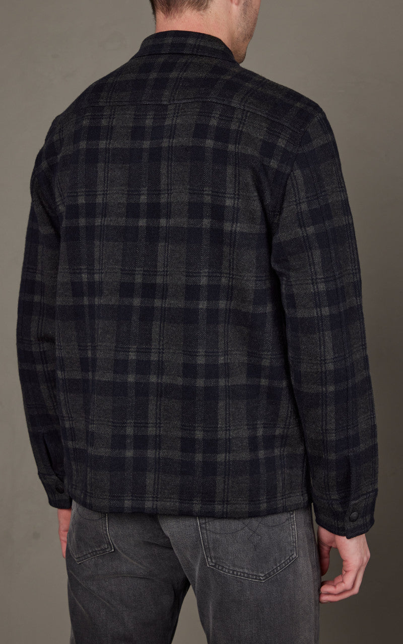 RRL Plaid Wool Workshirt Jumper Navy/Black