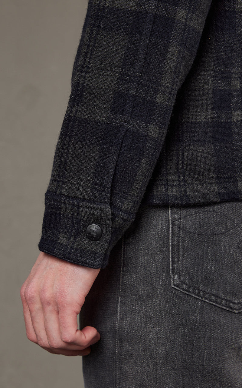 RRL Plaid Wool Workshirt Jumper Navy/Black