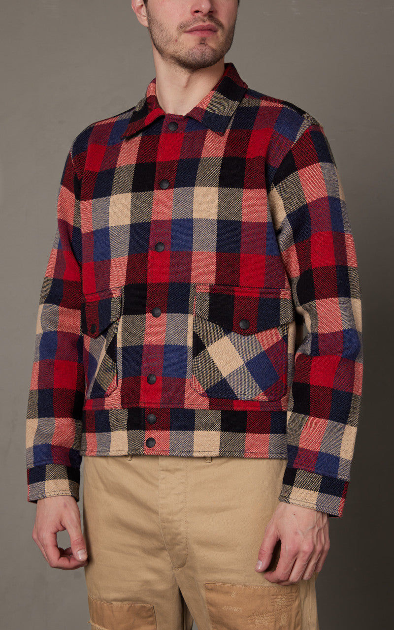 RRL Plaid Wool Jumper Jacket Red Multi