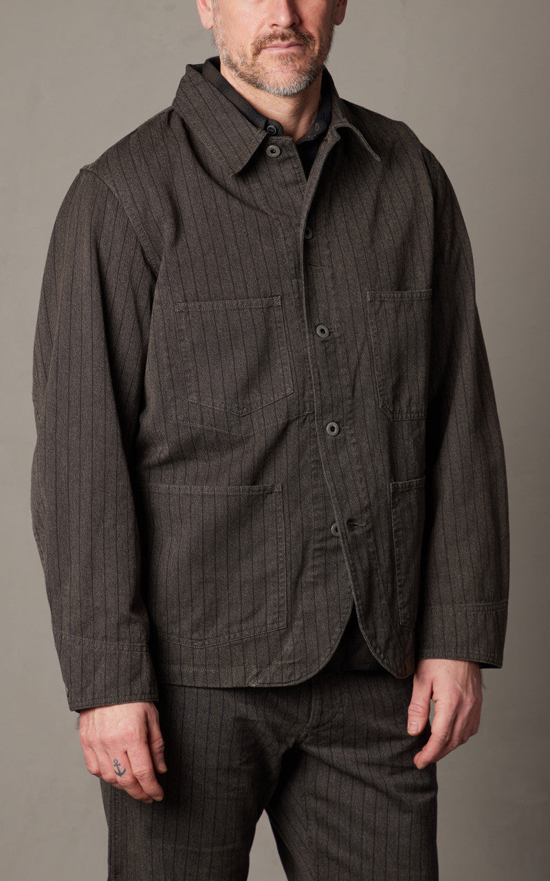 RRL Striped Jaspe Twill Jacket Black/White