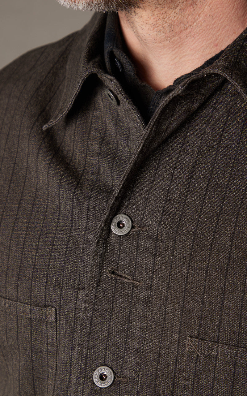 RRL Striped Jaspe Twill Jacket Black/White