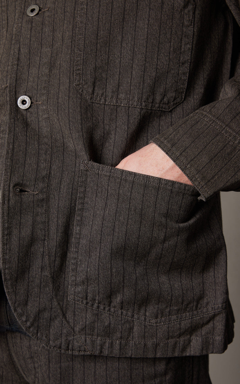 RRL Striped Jaspe Twill Jacket Black/White