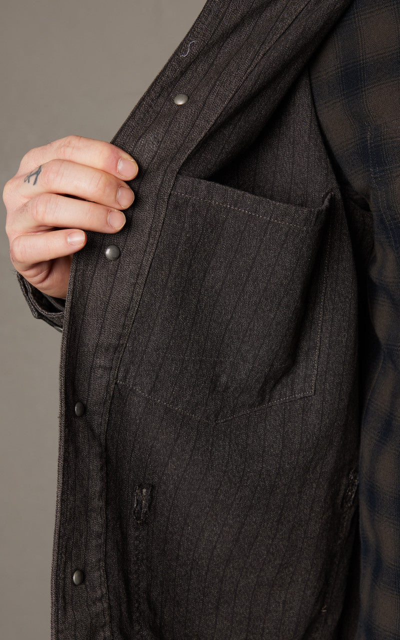 RRL Striped Jaspe Twill Jacket Black/White