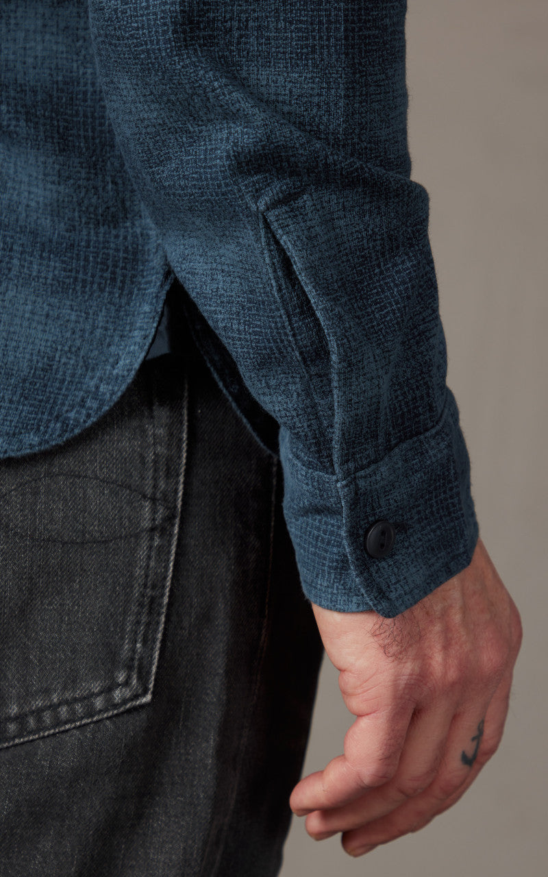 RRL Plaid-Print Jersey Popover Workshirt Navy/Blue