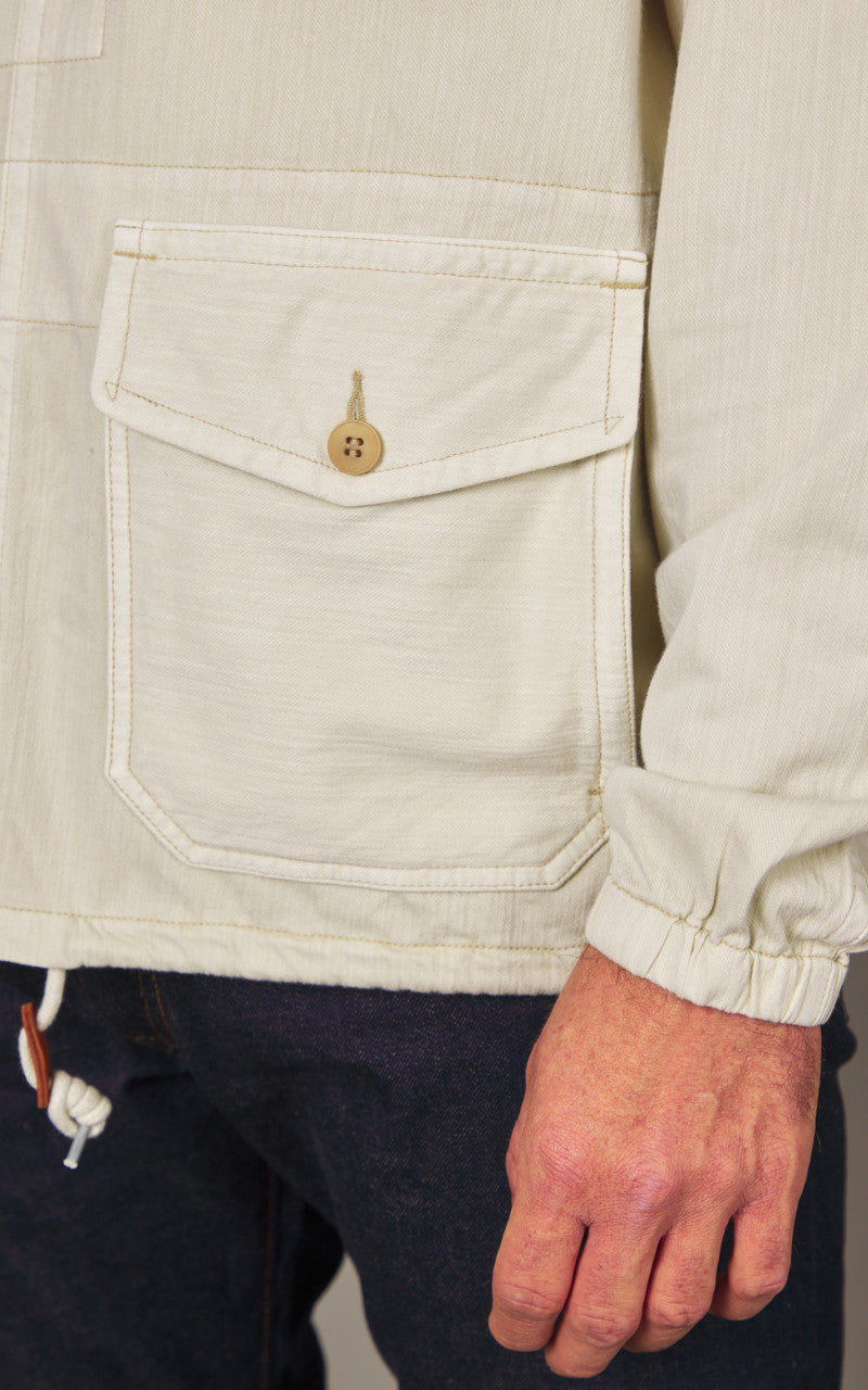 RRL Garment-Dyed Jersey Popover Anorak Cream
