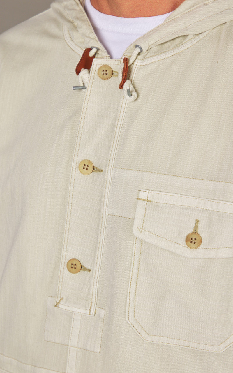 RRL Garment-Dyed Jersey Popover Anorak Cream