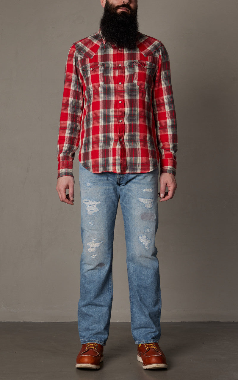 RRL Straight Fit Jean Repaired Clearville Wash
