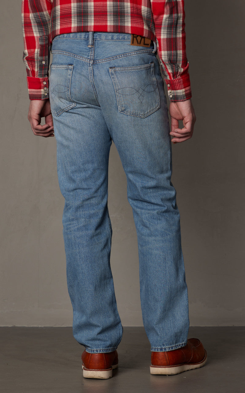 RRL Straight Fit Jean Repaired Clearville Wash