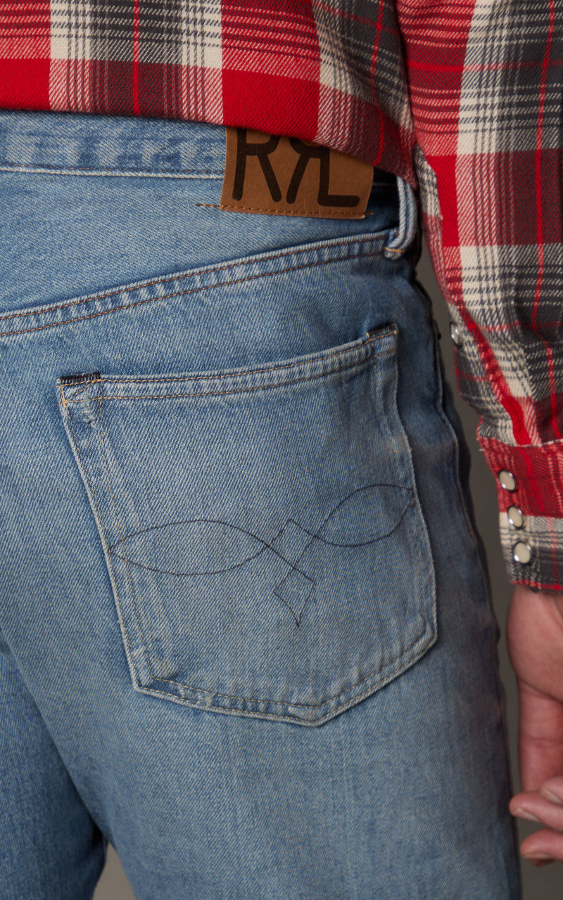 RRL Straight Fit Jean Repaired Clearville Wash