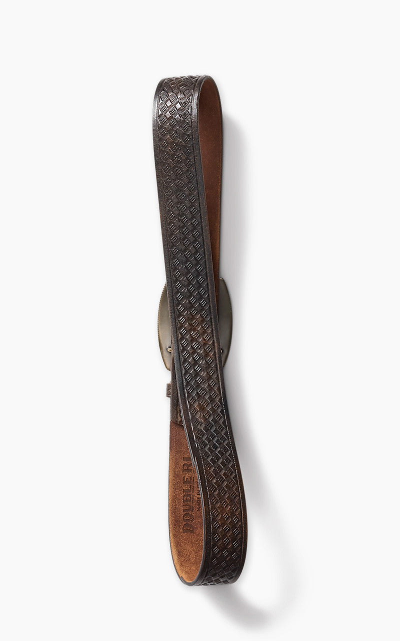 RRL Basket-Weave-Embossed Leather Belt Black/Vintage Brass