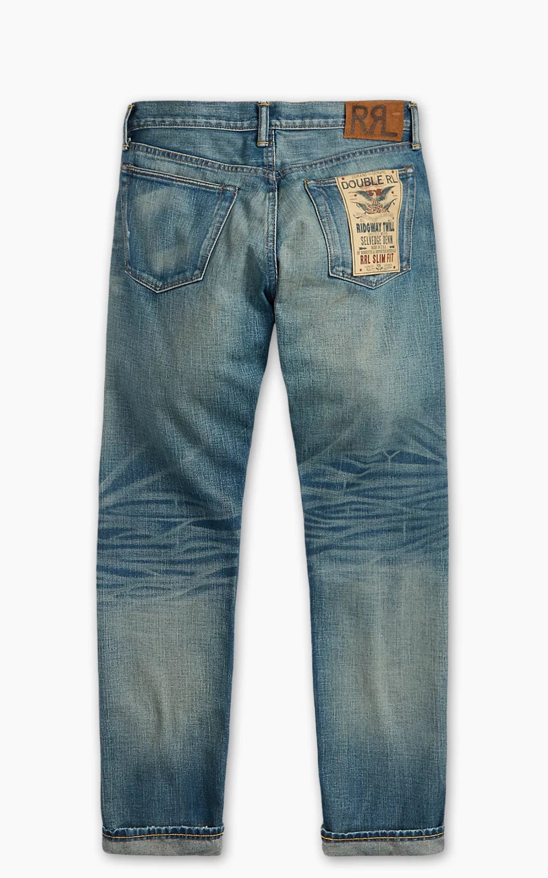 RRL Slim Fit Selvedge Jean Ridgway Wash Blue