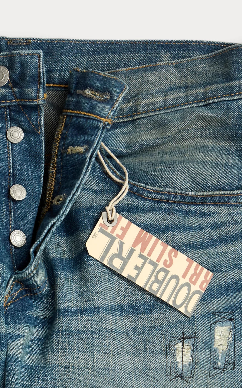 RRL Slim Fit Selvedge Jean Ridgway Wash Blue