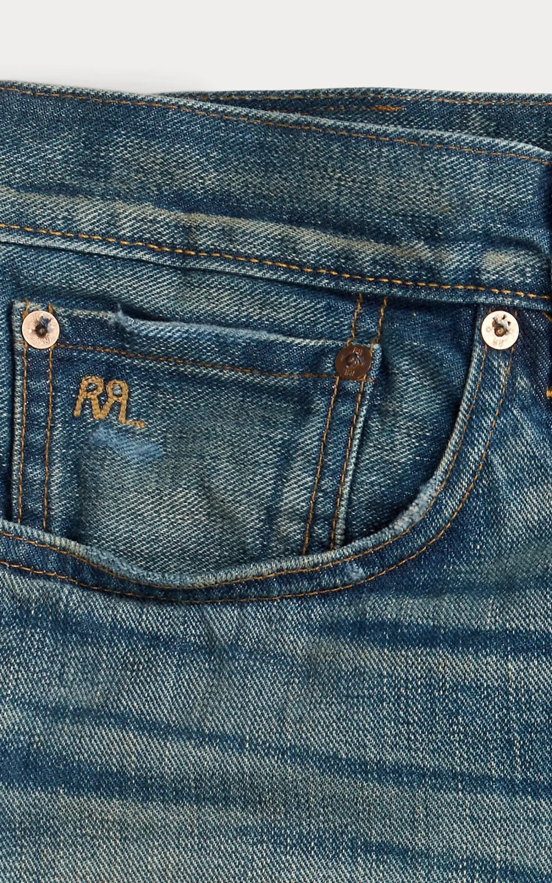 RRL Slim Fit Selvedge Jean Ridgway Wash Blue