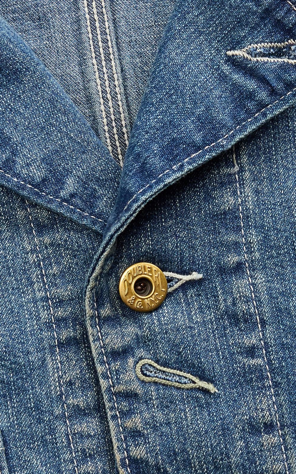 RRL Stockton Corduroy-Collar Indigo Denim Jacket Wrightsville Wash