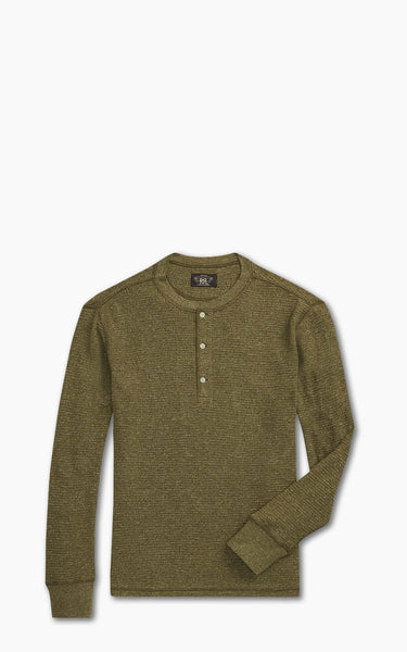【RRL】WAFFLE-KNIT HENLEY RRL Waffle-Knit Henley Shirt Olive Heather